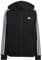 adidas Donna Essentials 3-Stripes French Terry Regular Full-Zip Hoodie, Black / White, S