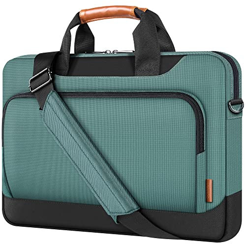 DOMISO 17-17,3 Pouces Sacoche de Protection Ordinateur Portable Imperméable Sac à Bandoulière Antichoc Compatible avec 17.3 HP Pavilion 17 / MSI/Dell/Lenovo/Acer/ASUS, Vert