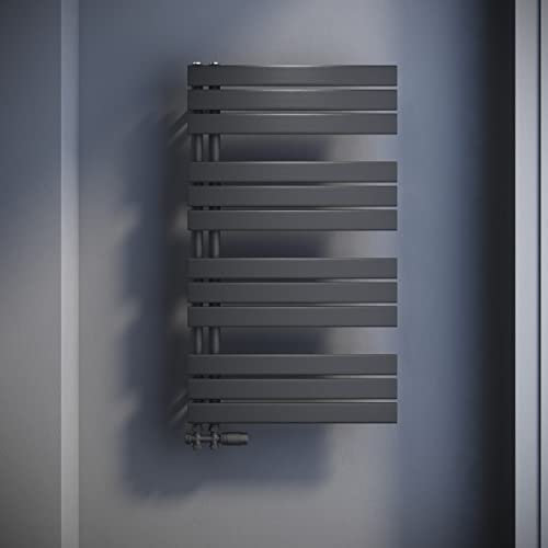 SONNI Badheizkörper Flach Handtuchtrockner 1038 x 600 mm Anthrazitiß Handtuchwärmer mit Multiblock Seitenanschluss Panel Handtuchheizkörper 1044W
