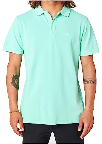 RIP CURL Verblasstes kurzärmeliges Poloshirt in Yucca, Yucca, XXL