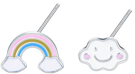 CONILOK Regenbogen Lächeln Wolken Ohrringe Silber 925 Stecker Ohrstecker Ohrhänger Silber Damen Schmuck Ohrring Geschenke für Frauen Mädchen Freundin Mutter Geburtstag Weihnachtstag Valentinstag