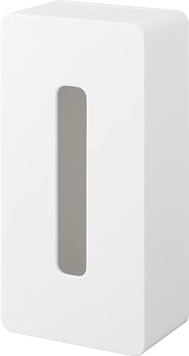 Yamazaki 5587 Tower Klebehaken-Taschentuchbox, weiß, ABS Harz/Polycarbonat/Pet/Polyurethan, minimalistisch, 13,2 x 26,2 x 8,3 cm