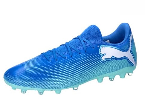 PUMA Future 7 Play MG, Soccer Shoe Unisex Adulto, Hyperlink Blue-Mint White, 46 EU