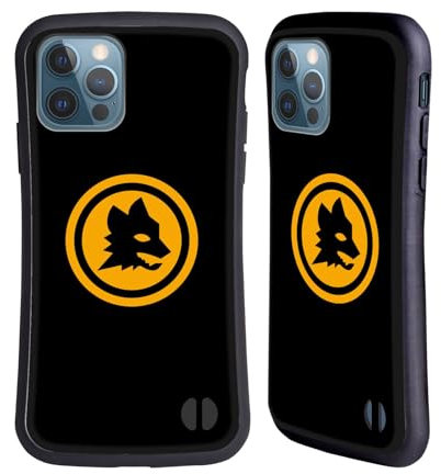 Head Case Designs Offizielle AS Roma Schwarz Und Gold Crest-Grafiken Hybride Handyhülle Hülle Huelle kompatibel mit Apple iPhone 12 / iPhone 12 Pro