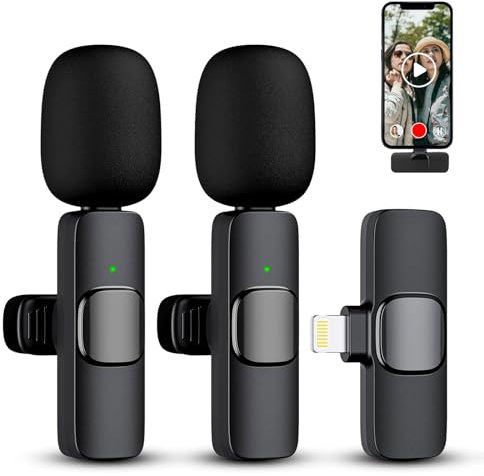 Newlam Micrófono Inalámbrico, Micrófono Lavalier Inalámbrico para iOS, Mini Micrófono portátil Plug-Play, reducción de Ruido Inteligente, grabación de Audio para Podcast Youtube Tiktok,Sin App