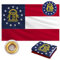 Georgia-Flagge, 90 x 150 cm, doppelseitig, strapazierfähig, 210D-Polyestergewebe, bestickter Bogen und Sterne und 4 Reihen genähte Fliegenenden mit 2 Messingösen, GA-Flagge für den Innenbereich, Haus