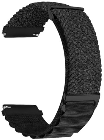 MroTech Geflochten Alpine Loop Kompatibel mit Samsung Galaxy Watch 3 45mm Armband/46mm SM-R800 Armband Nylon & Gear S3 Armband Frauen Männer,Elastisch 22mm Nylonarmband für Gear S3 Frontier,Schwarz