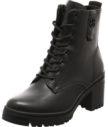 s.Oliver Damen Stiefeletten zum Schnüren mit Blockabsatz Herbst, Schwarz (Black), 39 EU