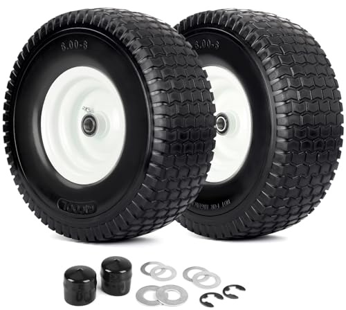 GICOOL 15 x 6,00-6 Rasenmäher-Reifen und Rad, 2 Stück, 15 x 6-6 Nhs, Rasenmäher Ersatzteile, Reifen und Rad mit 3/4 Zoll und 5/8 Zoll Lager, 7,6 cm zentrierte Nabe
