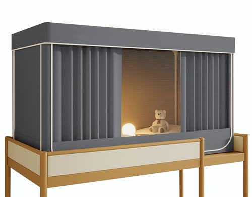 Leodun Privatsphäre-Bett-Zelt Twin Size, tragbare Schlafzelte Traumzelt mit 3 Türen und Moskitonetzfenster, Verdunkelung Atmungsaktive Betthimmel für Kinder und Erwachsene,Grau,75×35.4×43.3