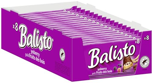 Balisto Yoberry Schokoriegel, Joghurt-Beeren Getreide, 8x18,5g (148g) | Knuspriger Getreide-Schokoriegel mit cremiger Joghurt-Beeren-Füllung — perfekt fürs Büro, unterwegs oder zum Teilen