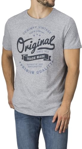 DENIMFY Tshirt Herren Baumwolle Regular Fit DFNuri Rundhals Kurzarm Sommer | Tee Shirt Logoprint Schwarz Grau Blau Grün Rot Weiß Navy S M L XL XXL 3XL 4XL 5XL