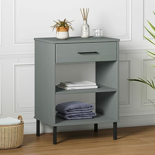 Rantry Mobiler Konsolentisch Beine Metall Grau Massivholz Kiefer Oslo Couchtisch Couchtisch Wohnzimmer Tisch für Büro Schlafzimmer Garten