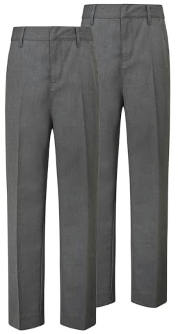 Trutex Basics 2-Pack Graue Schulhose für Jungen (3-12 Jahre), Slim Leg Schulhose Jungen, Junior Jungen Schulhose, Smart und Durable Jungen Hosen - Echte Schuluniform