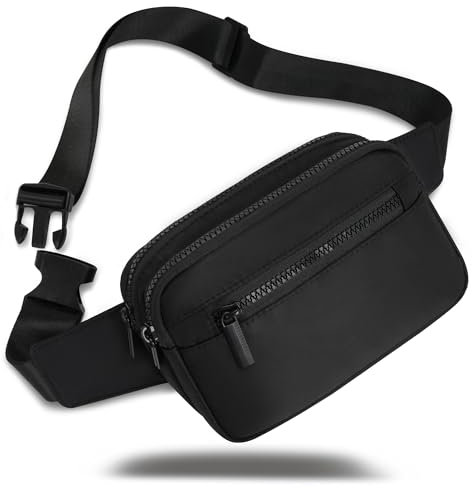 Bauchtasche für Damen Herren Wasserdicht Gürteltasche mit 4 Reißverschluss Taschen und Verstellbarer Gürtel Mode Hüfttaschen für Outdoor Sport Reise Fahrrad Running Wandern Camping Hundetraining