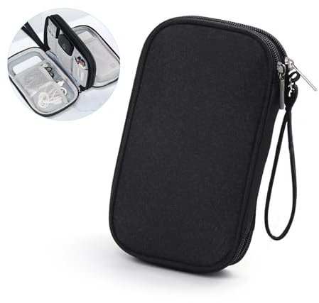 Cable Organiser Bag, Travel Cable Storage Bag with Double-Layer Waterpoof, Electronics Organizer Accessories Bag, Cable Tidy Travel Bag Gadget Box for Data Cable Charge Power Bank Adapter SD Card