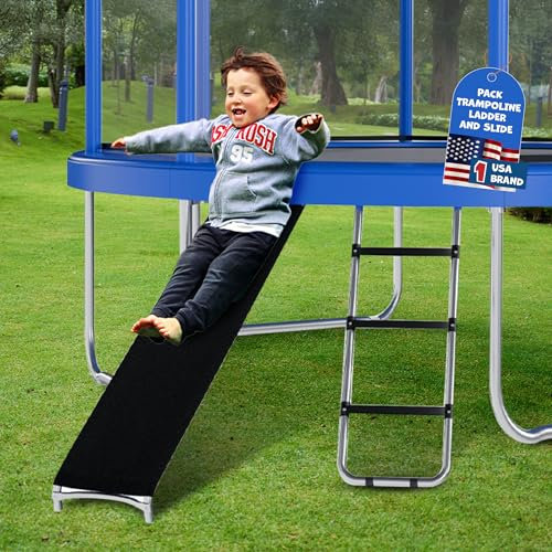 MOWAYSERS Trampoline Ladder and Slide | Set with Storage Bags, Portable, Lightweight | Kids Outdoor Fun