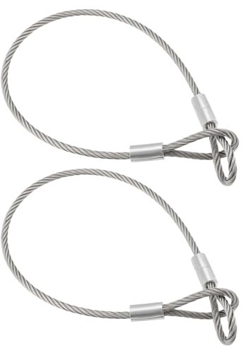 OTOTEC 2 cables de alambre de acero inoxidable con extremos de doble bucle, longitud de 50 cm, diámetro de 5 mm, resistencia a la rotura 1836N, carga normal, 187 kg, cuerda de seguridad para viajes al