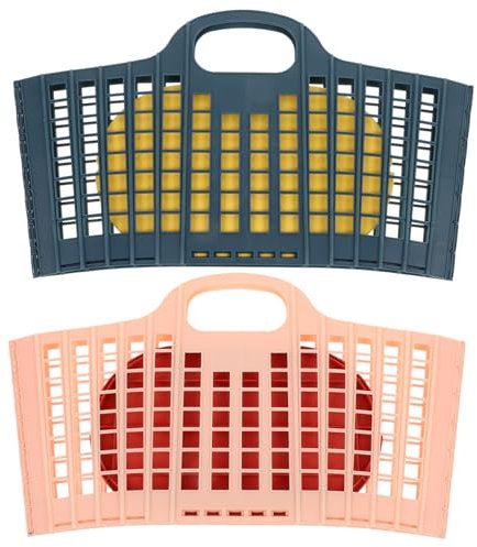 KITANDOVE 2St Handkorb Obst-und Gemüse korb markt einkaufskorb Tasche Gemüsekisten mit Griffen Snack-Obsthalter faltbarer einkaufskorb faltbare einkaufskorb Abtropfkorb Aufbewahrungskorb pp