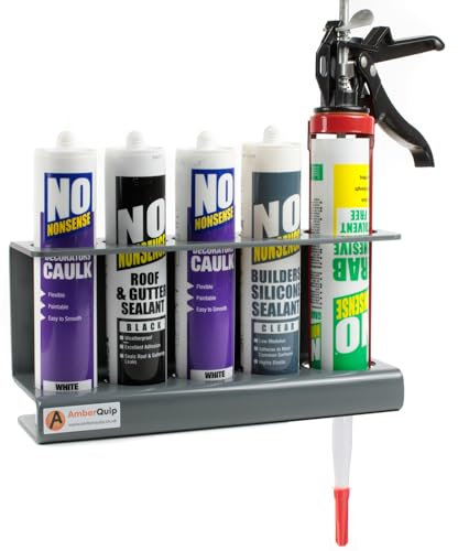 Silicone Tube Holder. Rack for Van & Workshop holds Mastic Tubes and Sealant Gun. Grey PVC