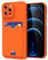 oakxco for iPhone 12 Pro Max Case with Card Holder, Cute Silicone Wallet Phone Case with Credit Card Slot, Soft Rubber Thin Slim Purse for Women Men with Camera Cover Protection, Neon Orange