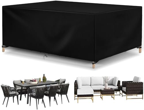 Coperture per Mobili da Giardino Copertura Tavolo Sedie Esterno Telo Copri Tavoli da Terrazza Rettangolare Dimensioni Multi Impermeabile Anti-UV Antivento Copertura da Tavolo da Giardino 180x100x74cm