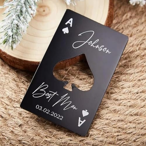 Personalized Card Bottle Opener,Personalized Poker Bottle Cap Opener Card Ace of Spades Bottle Opener for Wedding Party Favors (30 pcs)