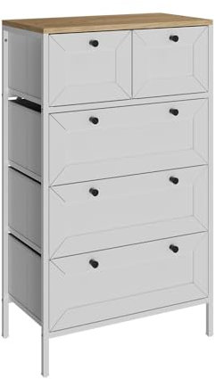 Vicco Kommode Belaro, Kommodenschrank, Weiß, 56 x 95 cm mit 5 Schubladen