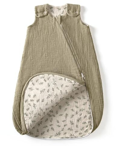 lulumoon Baby Schlafsack für 3-9 Monate: Musselin Schlafsack Baby für Jungen und Mädchen - Baumwolle Babyschlafsack für 70cm Ganzjahres Kinderzimmer