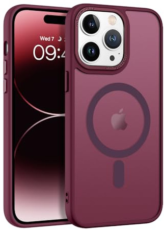 GaoBao Magnetic for iPhone 14 Pro Max Case,[Compatible with MagSafe] Slim Fit Phone Case Women Men Girls Thin Shockproof Translucent Matte Back Magnetic Protective Cover for iPhone 14 Pro Max,Plum