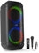 Fenton Track510 Bluetooth Portable Speaker, 2x 8 Party Speaker with Light, Battery Powered Small PA System, Home & House Party Speaker, LED, Microphone & Remote Included | small portable pa system