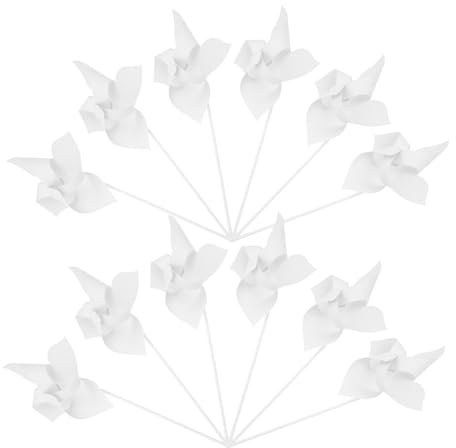 BESPORTBLE 12pièces Moulin à Vent Papier Vierge Kit De Bricolage pour Garçon Fille Décorations De Jardin Activités Créatives Moulins à Vent à Peindre Soi-même