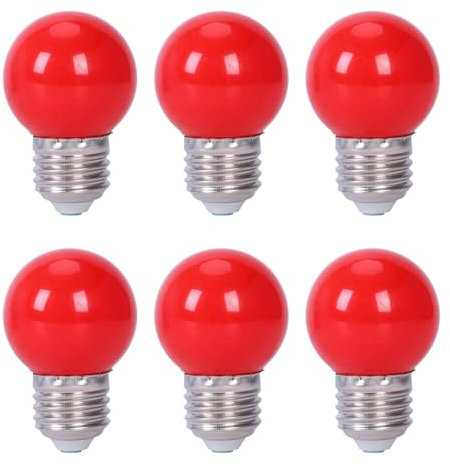 Lckiioy 6X E27 3W 6 SMD LED Energiesparlampe Globe Light Lampe AC 110-240V, Rot