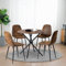 FurnitureR runder Esstisch mit 4 Stühlen, Satz von 4 Esszimmer Stühlen mit Küchentisch, Esszimmer Gruppe, Esszimmer, Tisch Set für Küche, Wohnzimmer, Balkon, Dunkelbraune-Schwarze+Braune-Schwarze