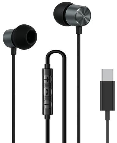 USB-C Headphones, For Samsung Galaxy S24 FE Plus Ultra / A56 A36 A26 A16 A15 5G A25 A35 A55/ S23 FE Type-C Earbuds Noise Cancelling in-Ear Wired Earphone with Mic (EAR020)