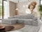 MKS MEBLE Ecksofa mit relaxfunktion elektrisch, Sofa L-Form - Rilasso - Hellgrau Cord Links