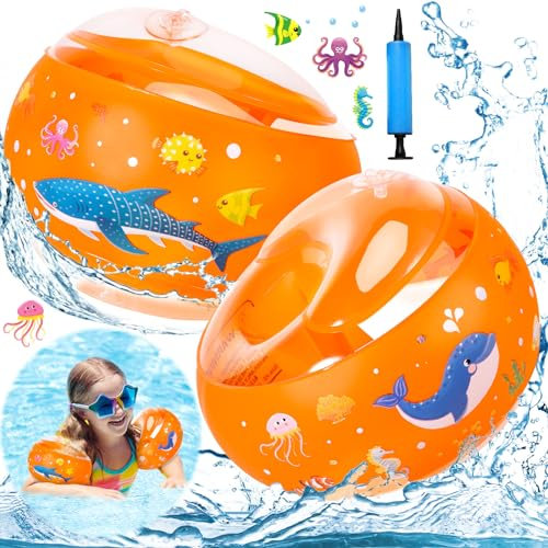 MZJAUVF Manguitos Bebe 2-6 Años, Manguitos Piscina niño, Manguitos para Niños, Manguitos Bebe con 3 Airbags Independientes, Peso Recomendado 6-20 Kg, Anillos de Flotador de Brazo para Niños