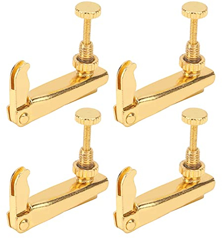 Glomora 4Pcs Violin Fine Tuners,3/4 to 4/4 Cello String Tool Replacement Instrument Accessories Cello Fine Tuners (Gold)