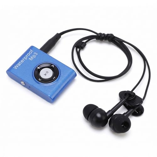 Bewinner Reproductor de Mp3 de 8 GB para Nadar y Correr, Reproductor de Música Submarina Impermeable IPX8, Clip Multifuncional Mp3 con Auriculares (Blue)