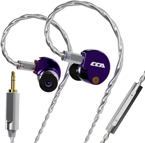 CCA Phoenix In-Ear Monitor Headphones, Dual-Magnet Dynamic Driver IEM with HiFi Clear Sound & Deep Bass, Full-Metal Professional Gaming Earbuds for Musicians, Singers, and Audiophiles