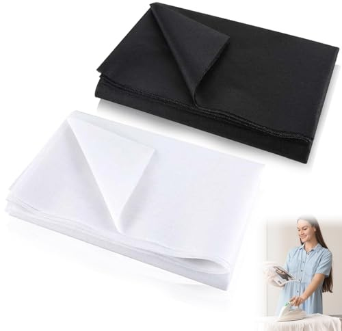 QYRDBGY 2 Stück 300 × 100 cm Bügelvlies, 55g/㎡ Bügeleinlage Leichtes Einlagestoff Aufbügelbarer Vliesofix zum Aufbügeln Vliesstoff für Bügelfalten Nähhandwerk (Schwarz und Weiß)