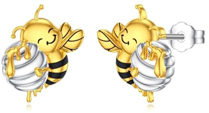 Flpruy Hummel-Ohrringe, 925er Sterlingsilber, Bienen-Ohrstecker, Schmuckgeschenk für Mädchen, liebe Frauen, Mütter