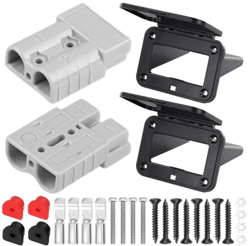 HAAMNING7 Panneau de prise de batterie à connexion/déconnexion rapide 50 A avec couvercle anti-poussière, compatible avec la série Anderson SB50, plaque de montage encastrée pour voiture, treuil