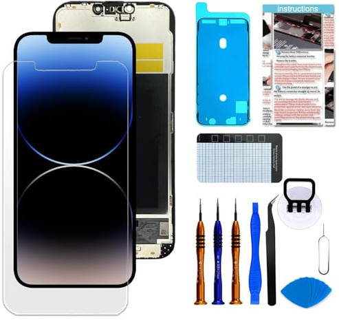OLED Screen for iPhone 13 Pro Max Replacement Screen [Soft OLED with True Tone, NOT Hard LCD], Full HD Digitizer Assembly with Repair Tools Kit, Waterproof Adhesive, Screen Protector & Video Guide