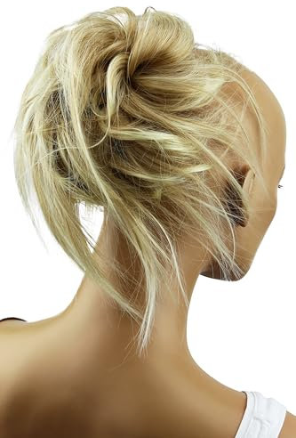 CAISHA Jumbo Haarteil Haargummi Dutt Flora Hochsteckfrisuren Brautfrisuren Natürlich Gewellt Unordentlich DM17cm Blond Mix G11F