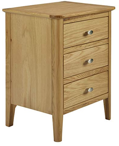 Roseland Furniture Ltd Alba Oak Bedside Chest - Bedside Table - 3 Drawer Bedside
