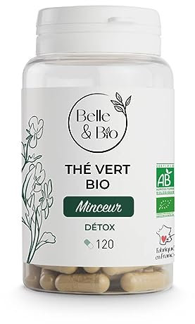 DETOX & CURE MINCEUR - Thé Vert Bio certifié Ecocert - Pilulier de 120 gélules - Cure 1 mois - Complément Alimentaire BELLE&BIO - Fabriqué en France
