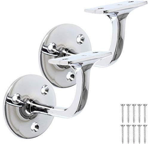 2X Chrome Handrail Brackets 63mm Wall Mounted Bannister Support
