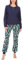 Merry Style Damen Lang Zweiteiliger Schlafanzug aus Baumwolle Pyjama Set Winter MS10-168 (Marineblau Blätter, XXL)