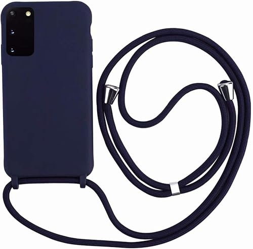 Ququcheng Kompatibel mit Samsung Galaxy S20 Plus Hülle,Handykette Hülle Silikon Seil Necklace Handyhülle mit Kordel Tasche TPU Bumper Schutzhülle für Samsung Galaxy S20 Plus-Blau